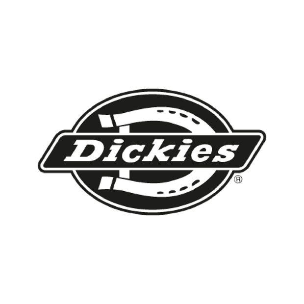Dickies logo in het zwart wit. Dickies kleding en accessoires bij Burned.