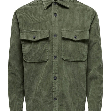 Only & Sons Overshirt Groen Corduroy