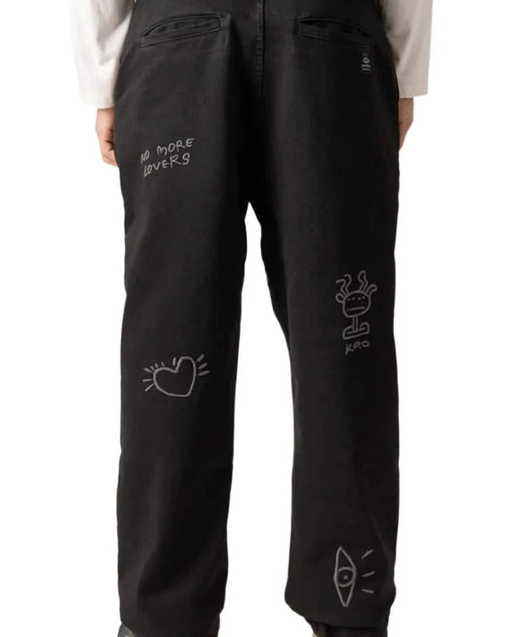 Kaotiko Relaxed Urban Embroided Lange Broek Zwart