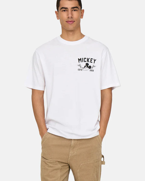 Only & Sons Mickey Mouse Relaxed Lic T-shirt Wit