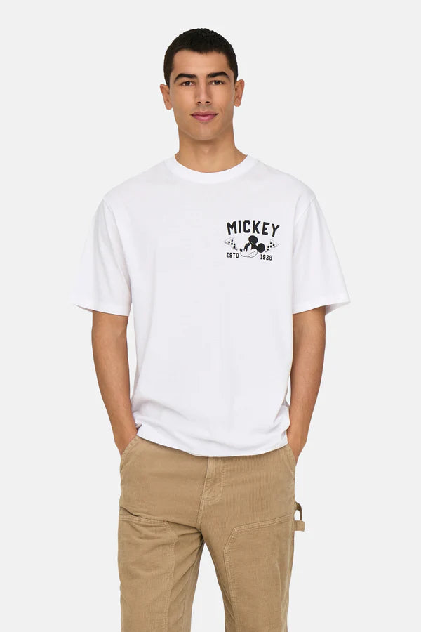 Only & Sons Mickey Mouse Relaxed Lic T-shirt Wit