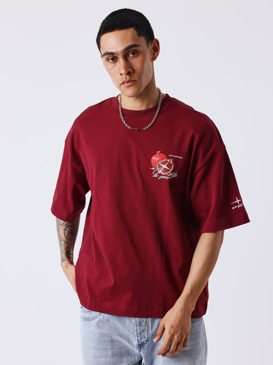 Project X Paris Pomegranate Oversized T-shirt Bordeaux
