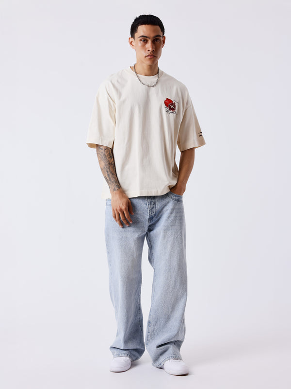 Project X Paris Pomegranate Oversized T-shirt Gebroken Wit