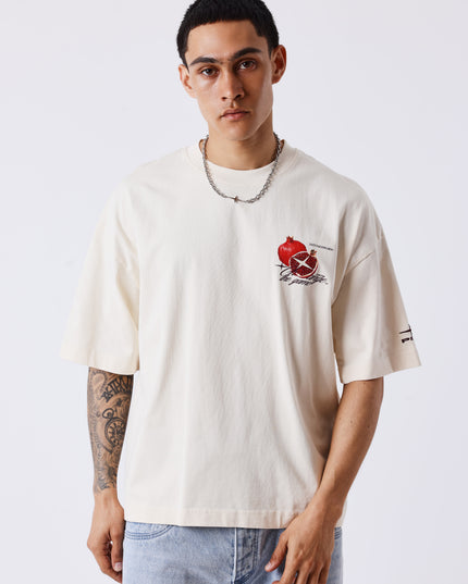 Project X Paris Pomegranate Oversized T-shirt Gebroken Wit
