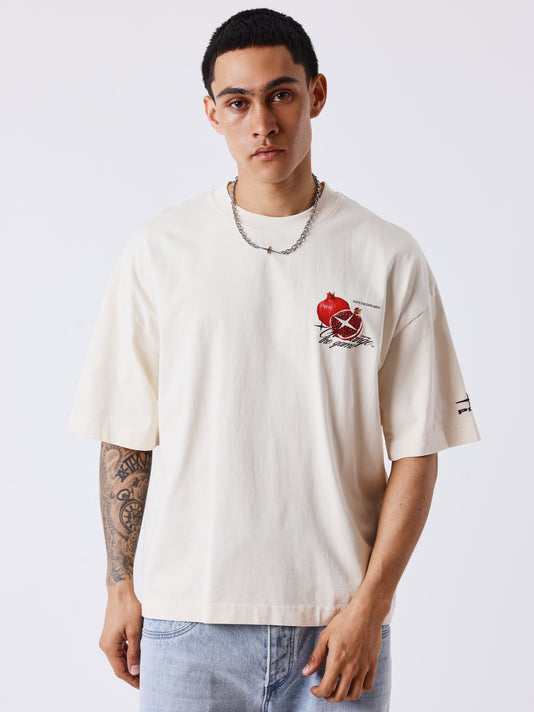 Project X Paris Pomegranate Oversized T-shirt Gebroken Wit