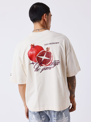 Project X Paris Pomegranate Oversized T-shirt Gebroken Wit