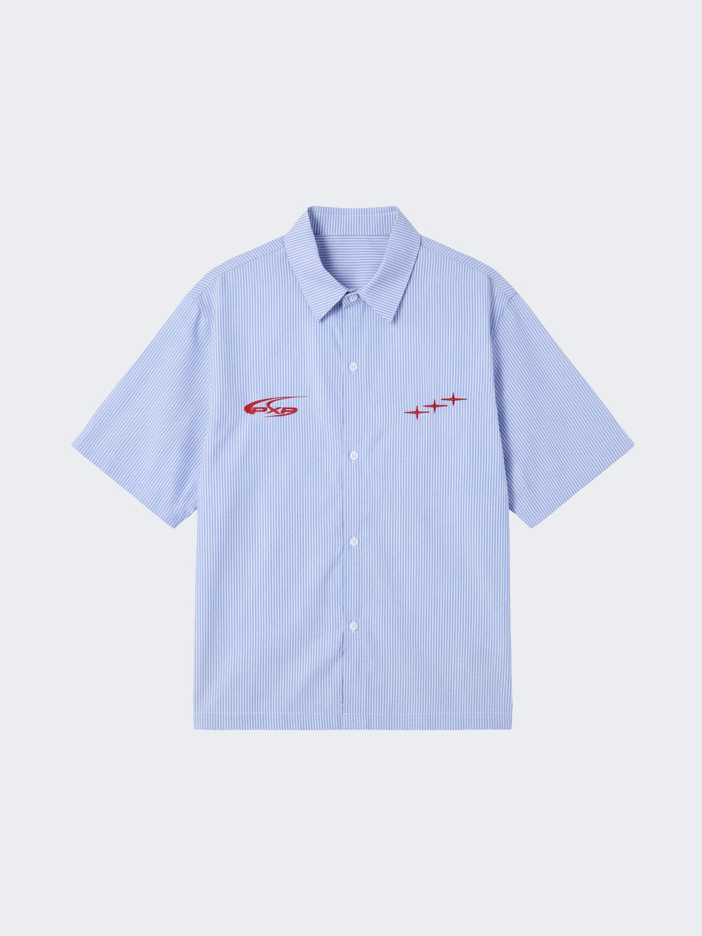 Project X Paris Pin-Stripe Cropped Loose Shirt Blue