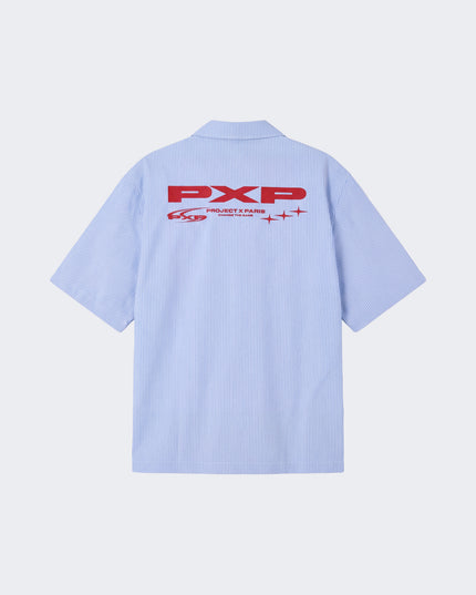 Project X Paris Pin-Stripe Cropped Loose Shirt Blauw