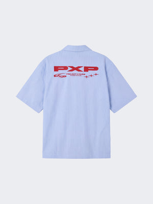 Project X Paris Pin-Stripe Cropped Loose Shirt Blauw