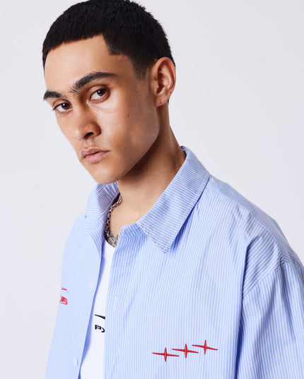 Project X Paris Pin-Stripe Cropped Loose Shirt Blauw