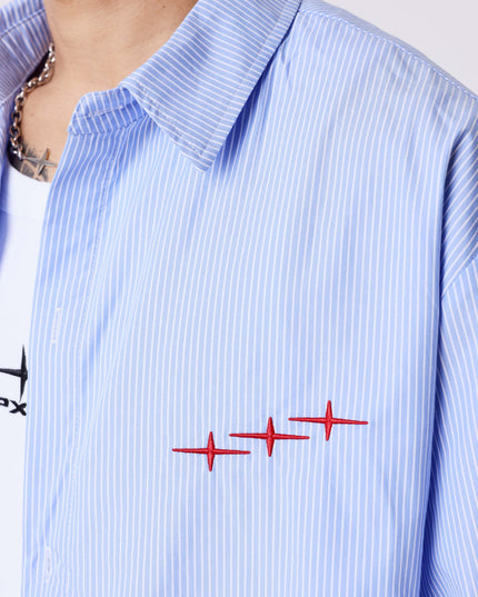 Project X Paris Pin-Stripe Cropped Loose Shirt Blauw