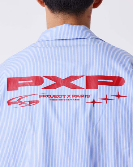 Project X Paris Pin-Stripe Cropped Loose Shirt Blauw