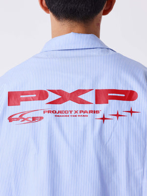 Project X Paris Pin-Stripe Cropped Loose Shirt Blauw