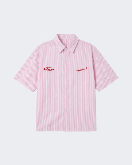Project X Paris Pin-Stripe Cropped Loose Shirt Roze