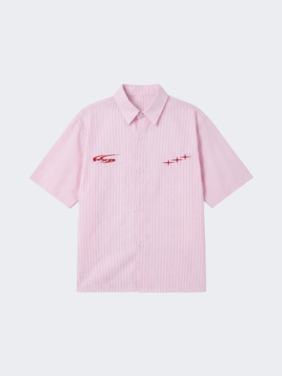 Project X Paris Pin-Stripe Cropped Loose Shirt Roze