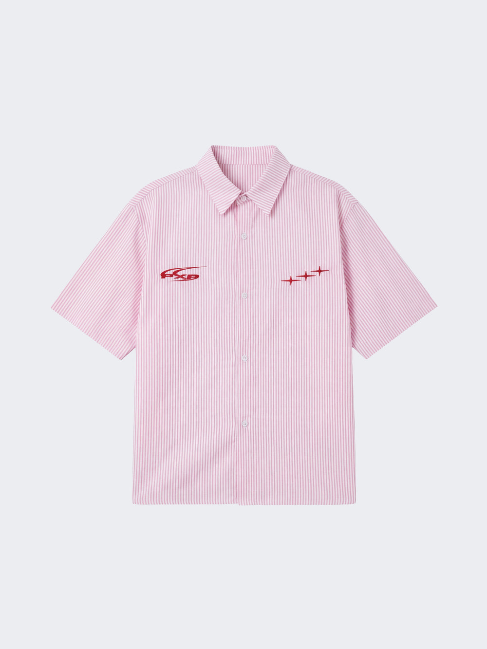 Project X Paris Pin-Stripe Cropped Loose Shirt Pink