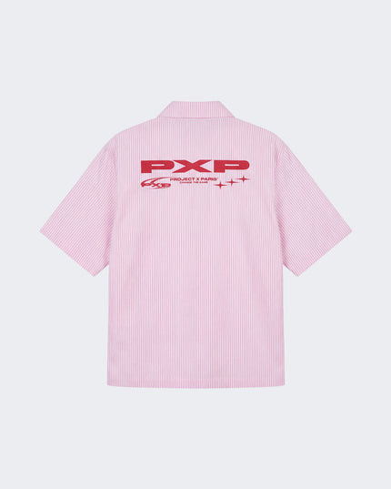 Project X Paris Pin-Stripe Cropped Loose Shirt Roze