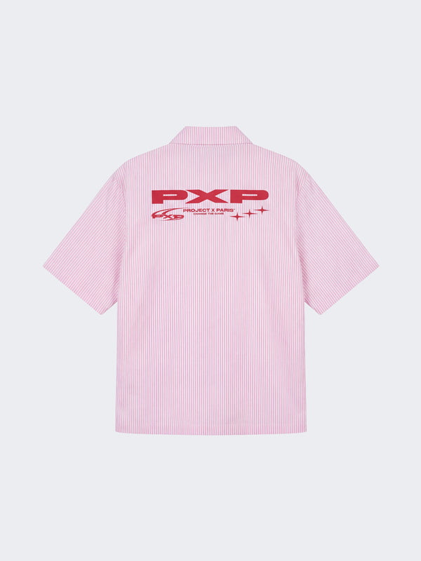 Project X Paris Chemise courte ample à fines rayures rose