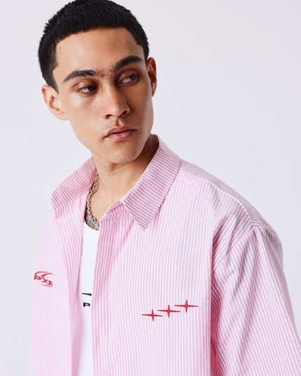 Project X Paris Pin-Stripe Cropped Loose Shirt Roze
