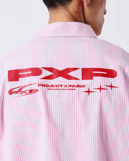 Project X Paris Pin-Stripe Cropped Loose Shirt Roze