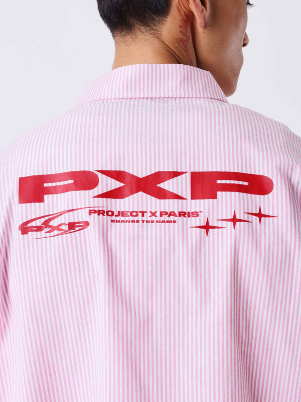 Project X Paris Chemise courte ample à fines rayures rose