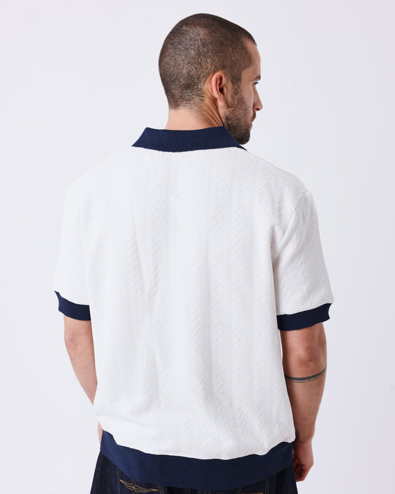 Project X Paris Loose Polo Wit Donkerblauw