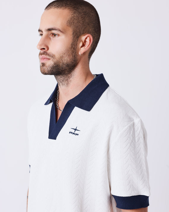 Project X Paris Loose Polo Wit Donkerblauw