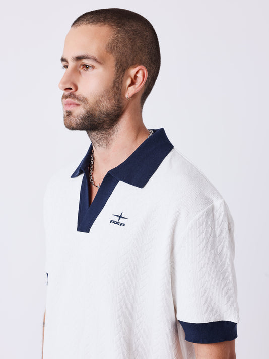 Project X Paris Loose Polo Wit Donkerblauw