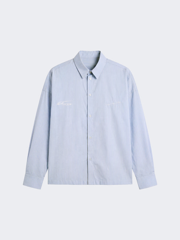 Project X Paris Chemise ample courte à manches longues rayée bleu