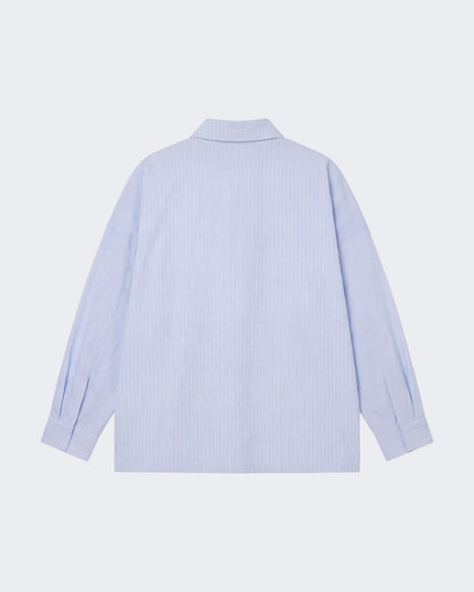 Project X Paris Pin-Stripe Cropped Loose Long Sleeve Shirt Blauw