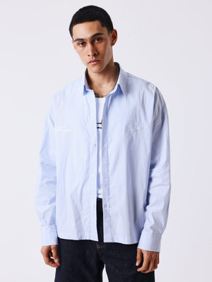 Project X Paris Chemise ample courte à manches longues rayée bleu
