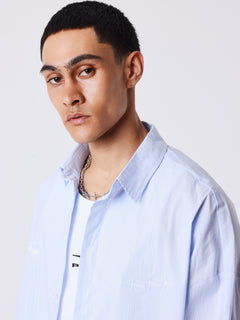 Project X Paris Chemise ample courte à manches longues rayée bleu