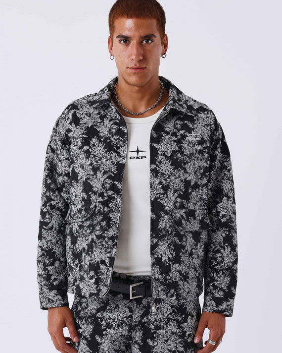 Project X Paris Jacket Plant Pattern Zwart Wit