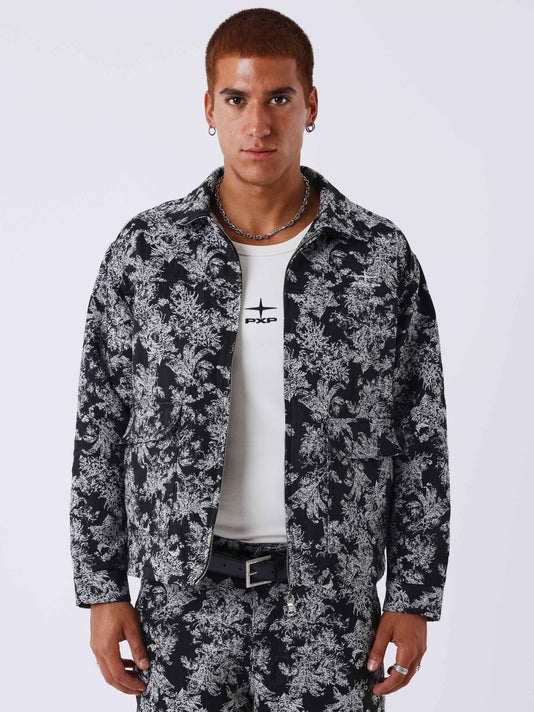 Project X Paris Jacket Plant Pattern Zwart Wit