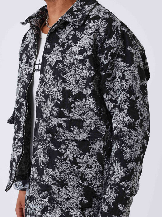 Project X Paris Jacket Plant Pattern Zwart Wit