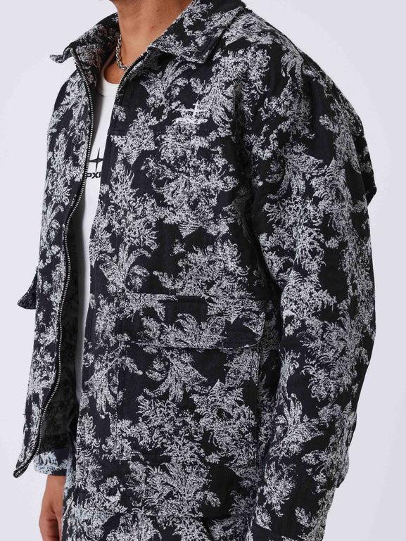 Project X Paris Jacket Plant Pattern Zwart Wit