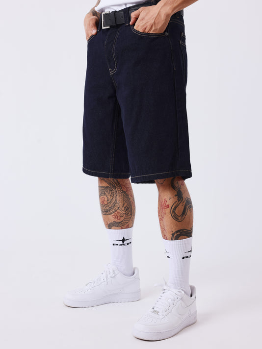 Project X Paris Double Pocket Denim Short Donkerblauw