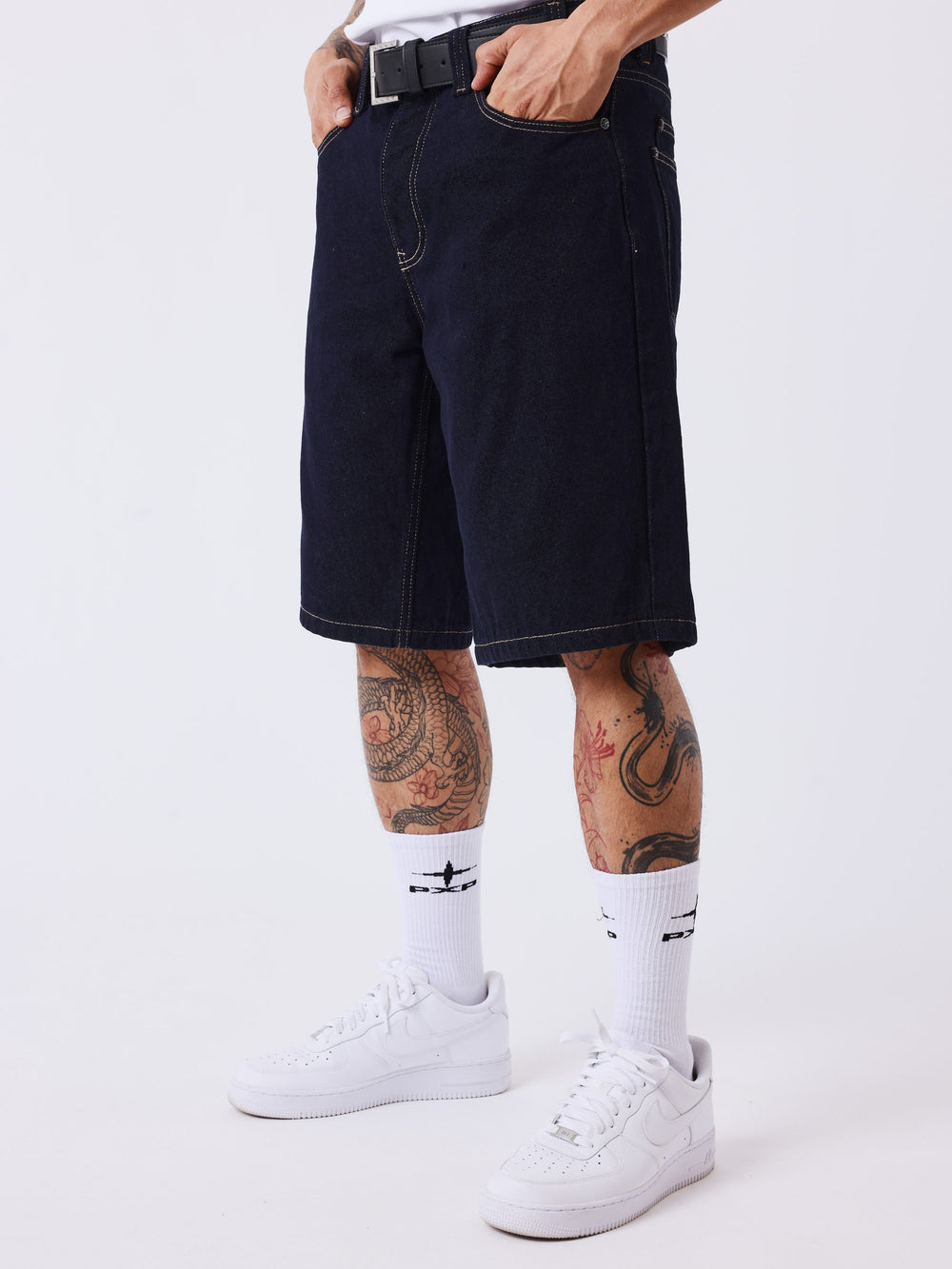 Project X Paris Double Pocket Denim Short Dark Blue
