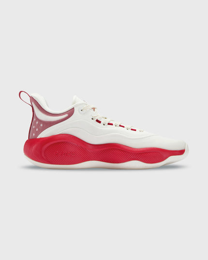 361 AG6 First Flight Red Zijaanzicht binnenkant basketbalschoen rode zool en witte upper