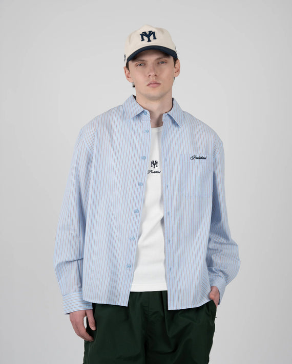 Prohibited Pinstripe Westbury Dress Shirt Blauw