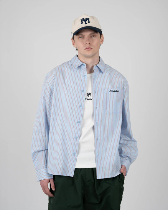 Prohibited Pinstripe Westbury Dress Shirt Blauw