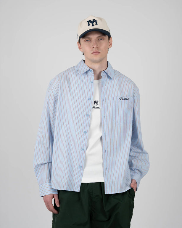 Prohibited Pinstripe Westbury Dress Shirt Blauw