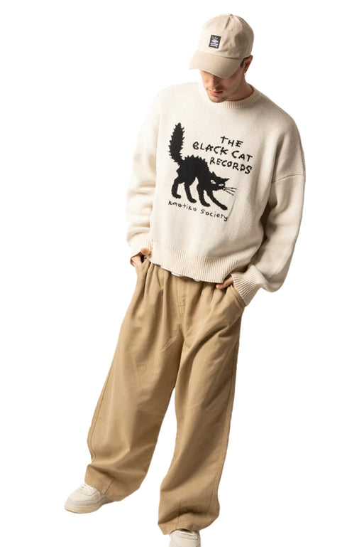 Kaotiko The Black Cat Record Sweater Ivory