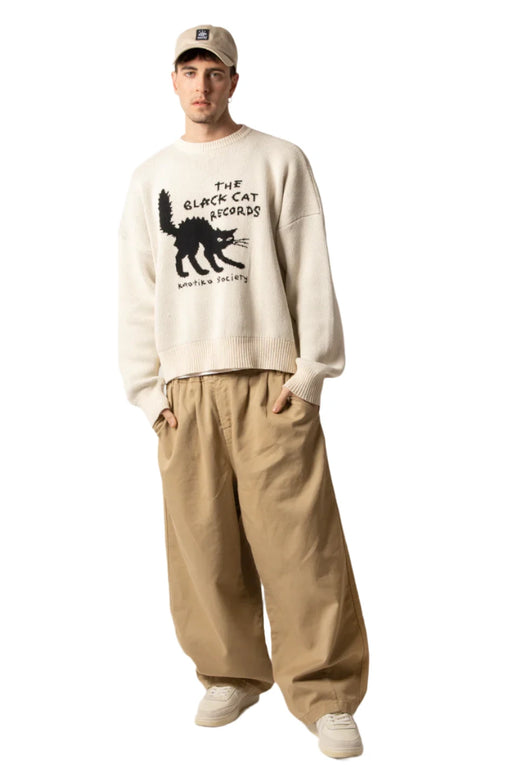 Kaotiko The Black Cat Record Sweater Ivory