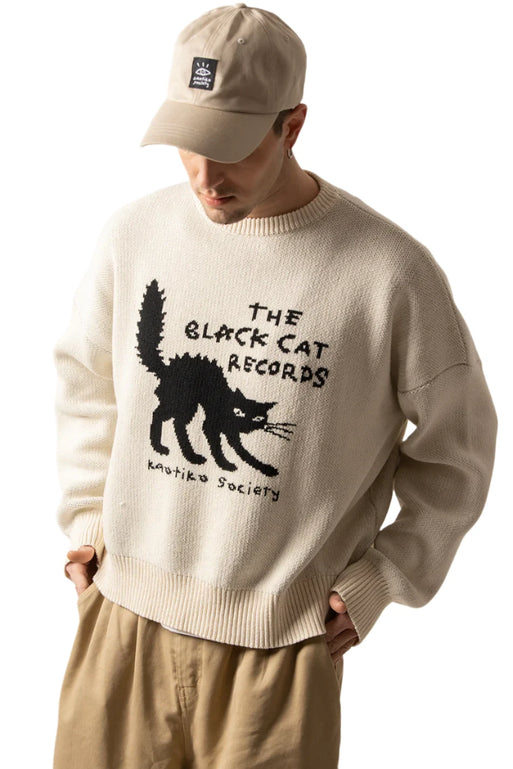 Kaotiko The Black Cat Record Sweater Ivory