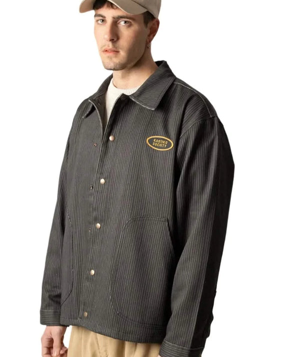 Kaotiko Relaxed Stripes Jas Groen Zwart