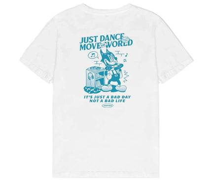 Kaotiko Washed Just Dance Cat Music T-shirt Wit