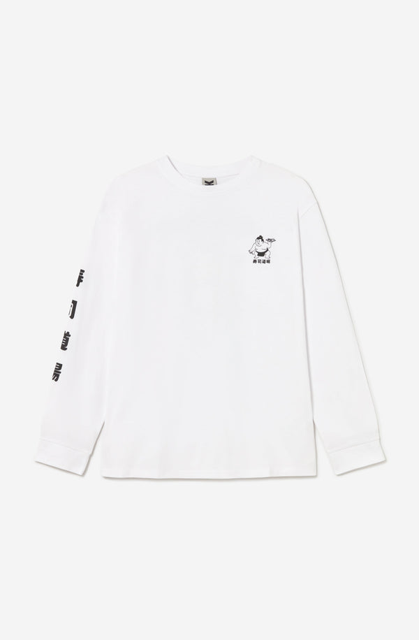 Kaotiko Noodle Temple longsleeve wit, voorkant met kleine borstprint