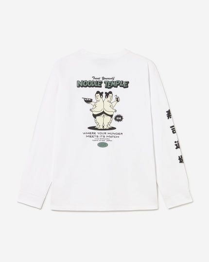Kaotiko Noodle Temple longsleeve wit, achterkant met print en karakters op de mouw