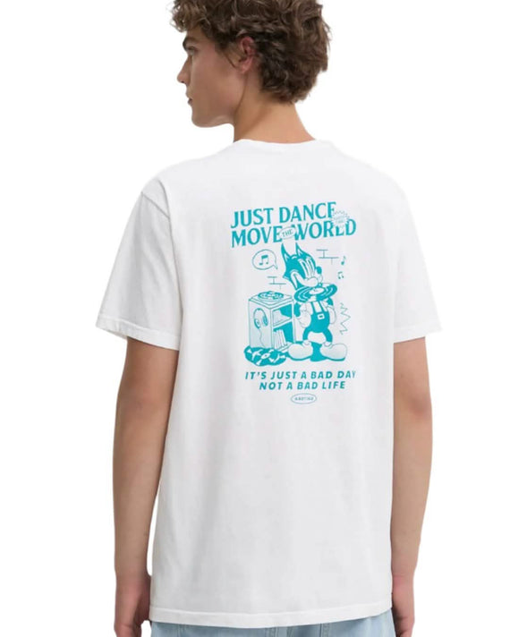 Kaotiko Washed Just Dance Cat Music T-shirt Wit